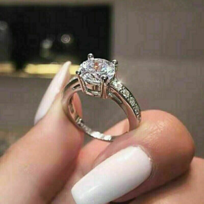 Anello di fidanzamento solitario con moissanite rotonda da 2 carati per donna, anello di promessa per lei in oro bianco 10K/14K, oro giallo o rosa, misure 3-13 - Italia