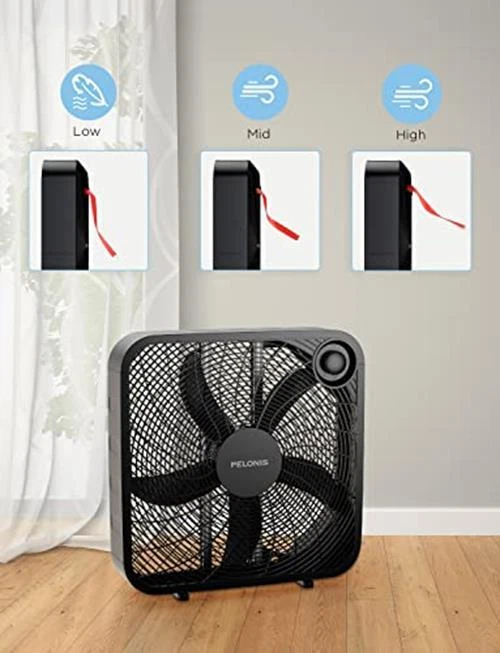 PELONIS 3-Speed Box Fan For Full-Force Circulation With Air Assorted Sizes  | eBay