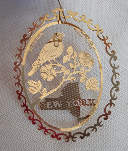 New York Ornament Nations Treasures 24kt Gold Finish Brass State Bird Flower Box - Picture 8 of 12