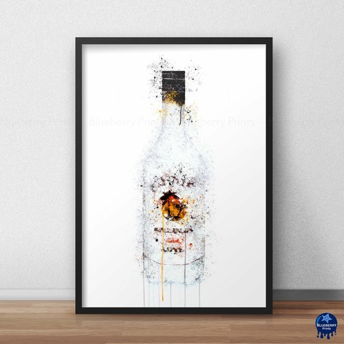 Malibu Kokosnuss Rum Flasche Splatter Stil Kunstdruck, in 4 Größen erhältlich. - Bild 3 von 6