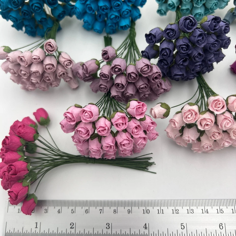 625 MIXED 25 colors Semi Rosebuds Wedding Craft Paper Flower (T30-Kit625-A1) - Image 3 of 4