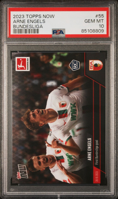2023 Topps Now Bundesliga Arne Engels FC Augsburg Rookie PSA 10