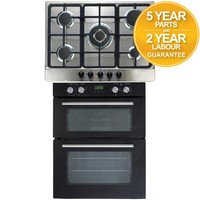 Sia Built Under Double Electric Fan Oven & 70cm 5 Burner Stainless Steel Gas Hob Sia Built Under Double Electric Fan Oven & 70cm 5 Burner Stainless Steel Gas Hob