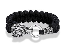 EDELSTAHL  Wolf Fenrir Wolfskopf Paracord Survival Armband, Keltisch / Wikinger