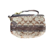 Coach Brown Signature Canva Wristlet Wallet