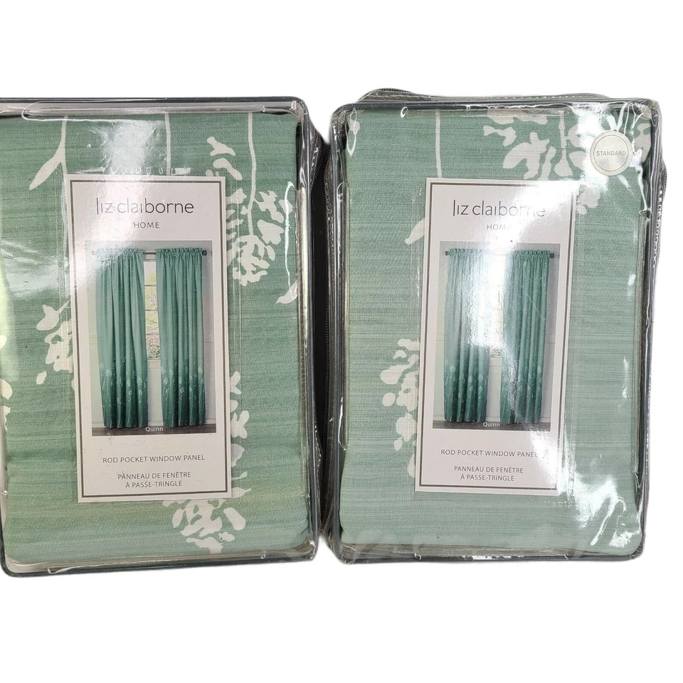Liz Claiborne Curtains Window Panels Quinn Rod Pocket 54x84 Set of 2 Floral New - Image 2 of 4