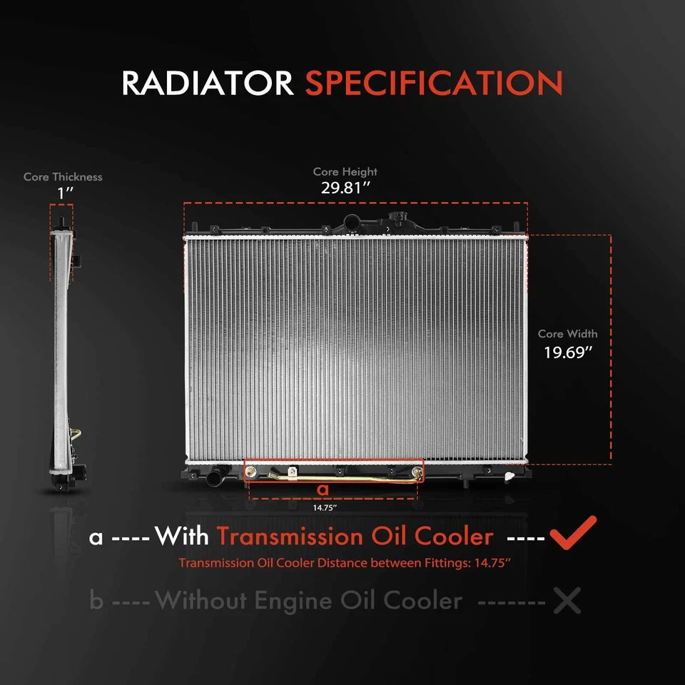 Radiador con enfriador de aceite para Mitsubishi Endeavor 2004-2006 transmisión automática 3,8 L Foto 2 de 4