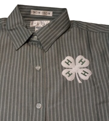 Adult X-Small Herringbone Stripe Oklahoma 4-H Stock Show Shirt Meets OYE Reqs