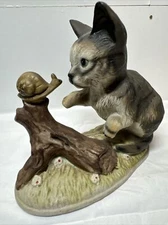 Artmark Porcelain Cat And Snail Figurine