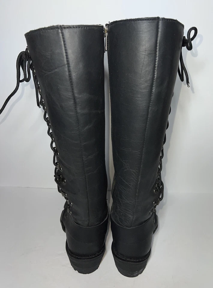 Z1R 2017 Talla 9 Motocicleta Cuero Salvaje Con Cordones Mujeres Botas de Montar Motociclista Alto Foto 4 de 4