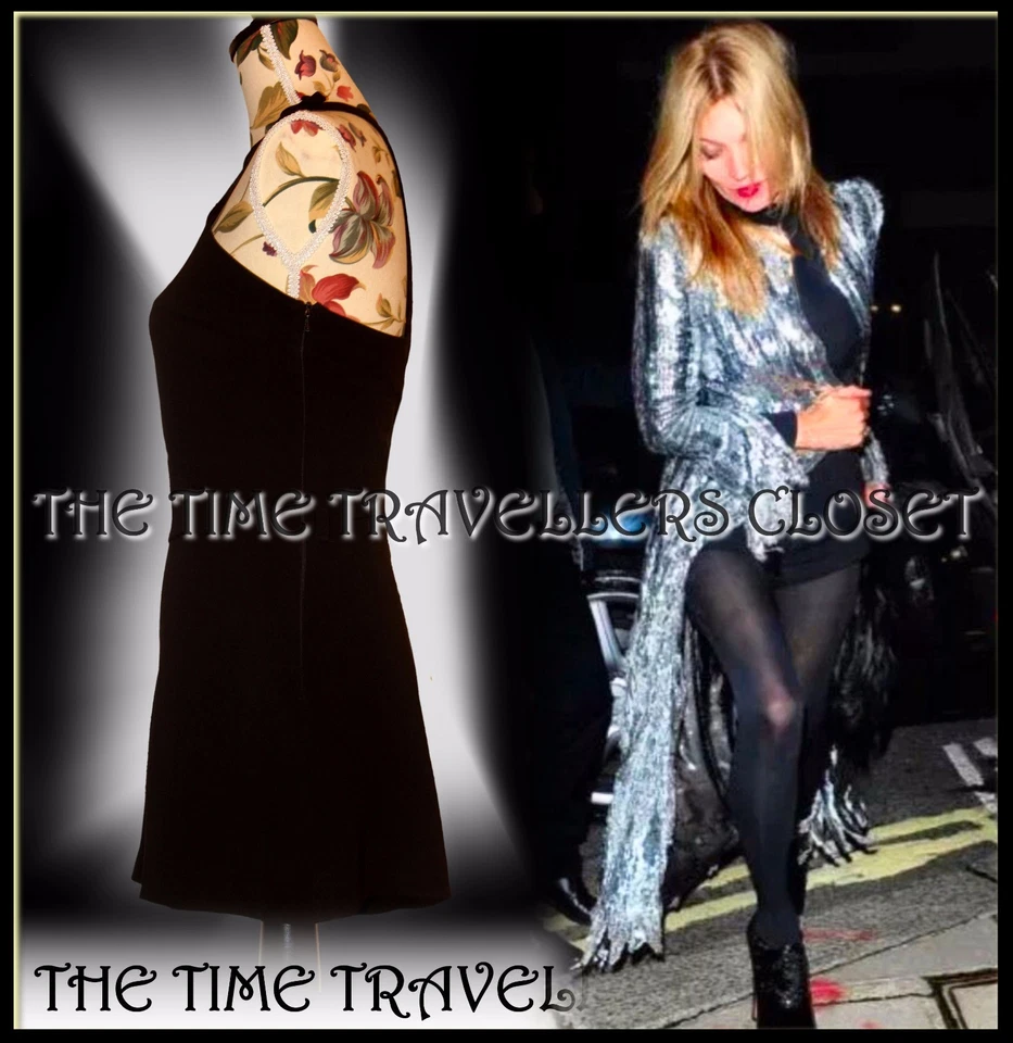 KATE MOSS TOPSHOP BLACK CREPE PLAYSUIT MUSCLE RACER BACK LINED UK 10 38 NO BELT - Image 3 of 4