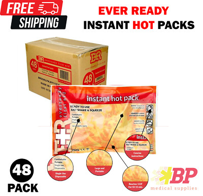 Ever Ready First Aid Disposable Instant Hot Pack 6'' x 9'' Ready to Use - 48 Pack