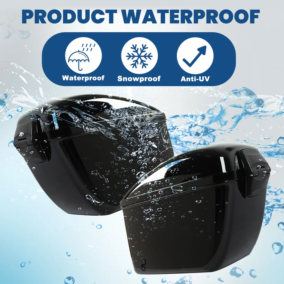 生动黑色大号硬鞍袋后备箱适用于Harley Dyna本田雅马哈配件 — 第 2/4 张图片