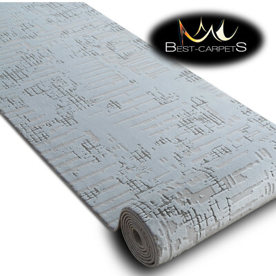 Moderne erstaunlich sehr dicke Läuferteppiche ''''DIZAYN'''' blau Breite 80-120cm extra lang