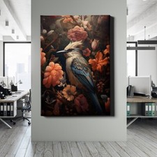✅LEINWANDBILD VOGEL BLUMEN LUXUS KUNST NATUR DESIGN MODERN WANDDEKO BILD PREMIUM