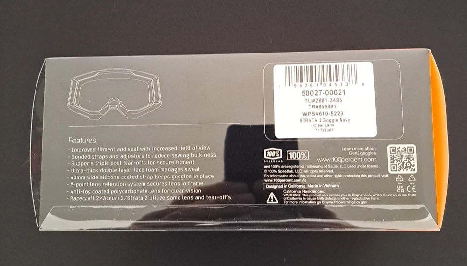 MÁSCARA CROSS ENDURO QUAD 100% CAPAS 2 AZUL MARINO LENTE TRANSPARENTE ANTI EM... - Imagen 3 de 4