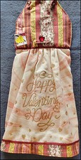 NEW Handmade 'Happy Glittery Valentine's Day' Hanging Kitchen Hand Towel 3360
