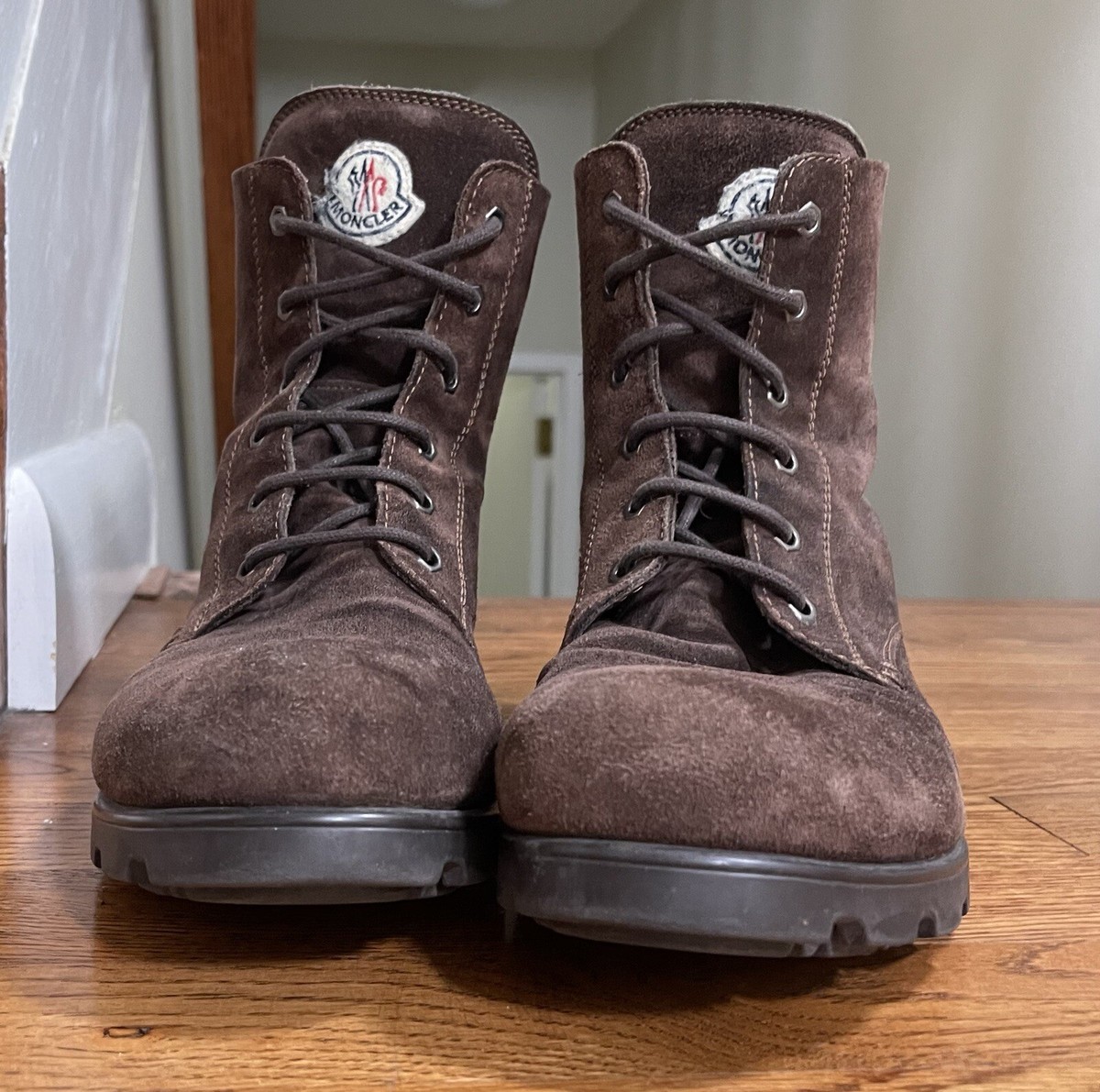 Mens Moncler Brown Suede Lace Up Combat Boots Size 42 8.5 US | eBay