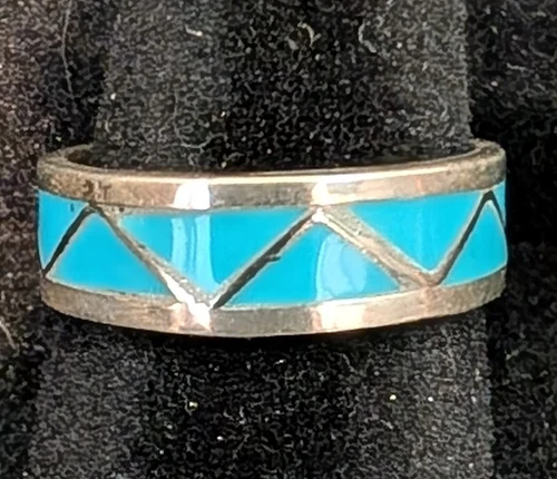 Vintage Wedding Bands Sterling Silver Turquoise Native American (ask for Size)