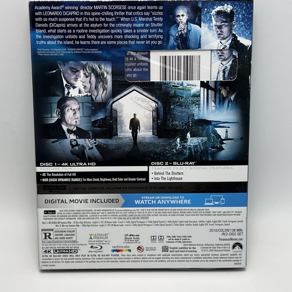 Shutter Island (2010) 4K UltraHD Bluray 2Disc US Release w/RARE