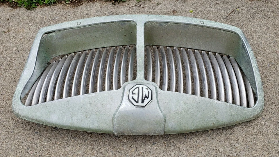 Conjunto de parrilla delantera de coche MG de colección raro de los años 50 y 60 61 garajes MGA Morris Foto 3 de 4