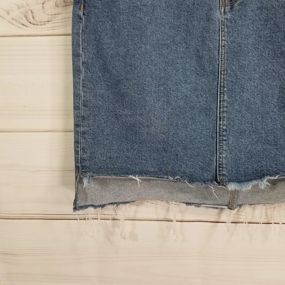 Minifalda lápiz Mavi para mujer talla L azul denim bolsillos con dobladillo crudo. Foto 2 de 4