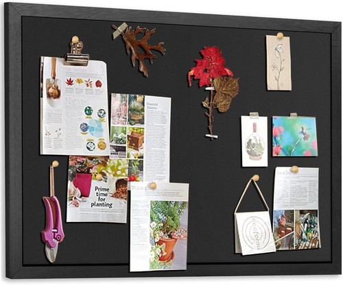 Large 23"x17" Black Cork Bulletin Board with Frame for Home Office Decor