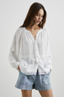 Brand New Rails Women Long Sleeve White Frances Top Size XS S M