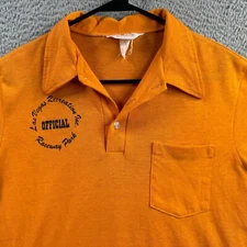 Vintage Las Vegas Motor Speedway Shirt Mens Small Yellow Polo 70s Raceway Auto