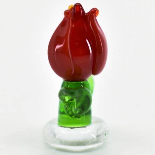 Handmade Red Tulip Flower Tiny Miniature Micro Mini Lampworking Glass Figurine - Picture 4 of 6