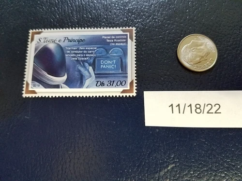 Starman Space Suit  Tesla roadster control panel 2018 S Tome E Principe Stamp