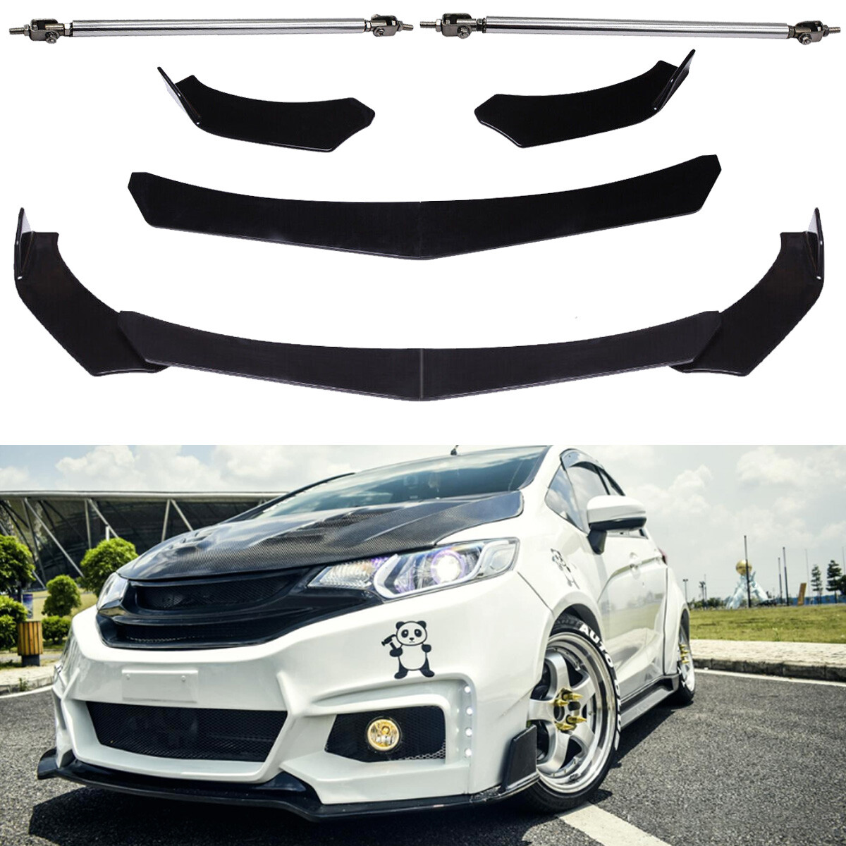 For Honda Fit Jazz GK5 Front Bumper Spoiler Lip Splitter Body Kit