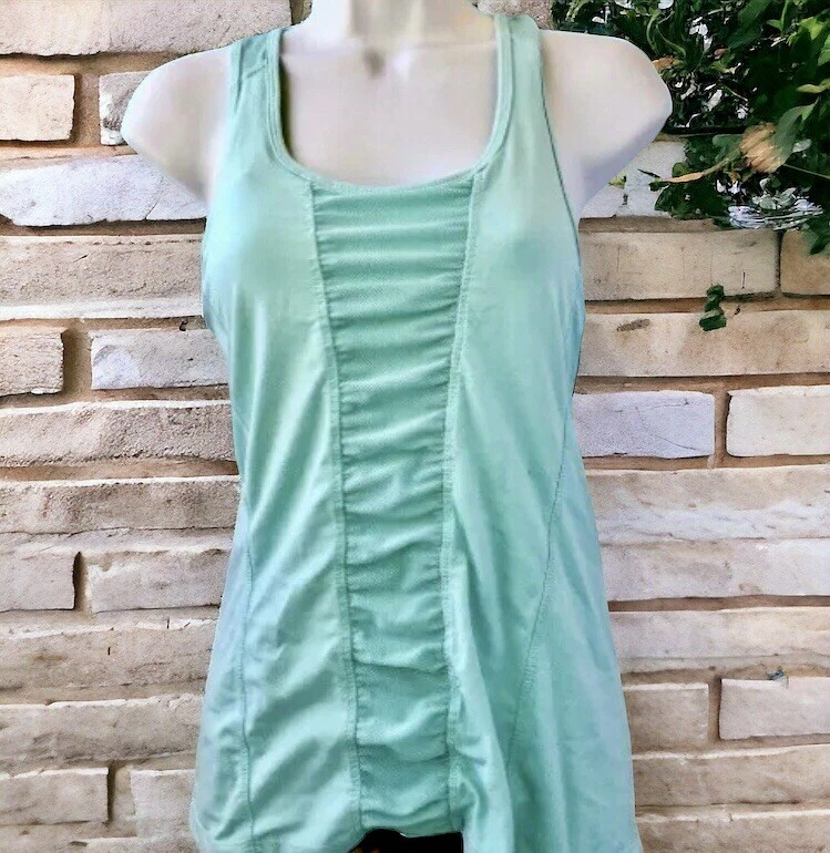Kyodan Yoga Tank Top Cups Mesh & Ruching Turquoise Womens size Small - Image 3 of 4
