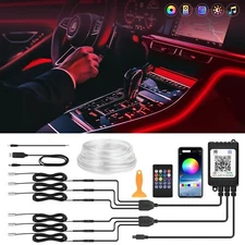 6-in-1 RGB LED Car Interior Ambient Guide Light Strip Dash Panel Door Decor Lamp