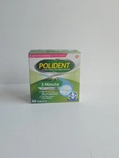 Polident Antibacterial Denture 3 Minute Daily Cleanser 40 Tablets Exp 11/30/2027