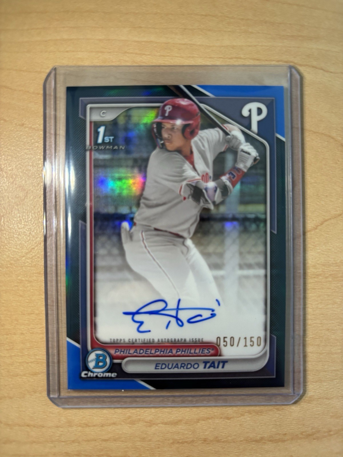 2024 Bowman Chrome Eduardo Tait 1st Blue Refractor Auto #/150 #CPA-ET TRUE BLUE