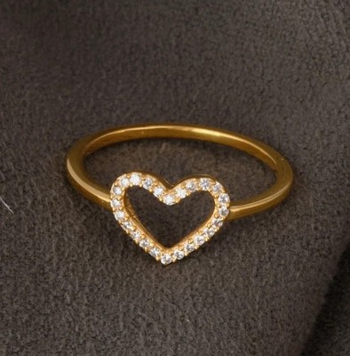 Heart Shape Promise Ring 14K Yellow Gold Plated 1Ct Round Cut Simulated Diamond