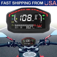Digital Lcd Motorcycle Odometer Speedometer Tachometer Kmh Mph Gauge Universal