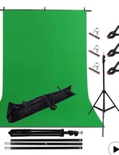 Green Screen 6ft x 10ft w/ Backdrop Stand And Clips