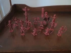 Vintage Marx Fort Apache 54mm Indians Red Brown lot of 13. totem pole & Pony