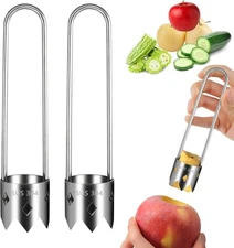 2Pcs Red Bell Pepper Seed Corer, Fruit and Vegetable Corers Tool Silver 