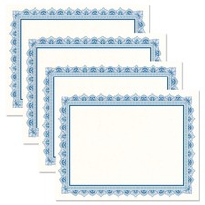 Intricate Blue  White Parchment Certificate Papers - Pack of 100, Laser  In...