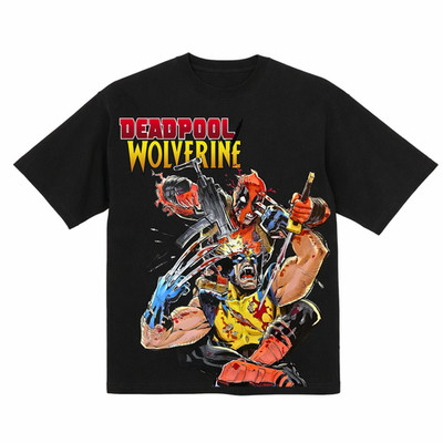 DeadPool Vs Wolverine Organic Cotton Graphic T Shirt 6.5oz 200gsm