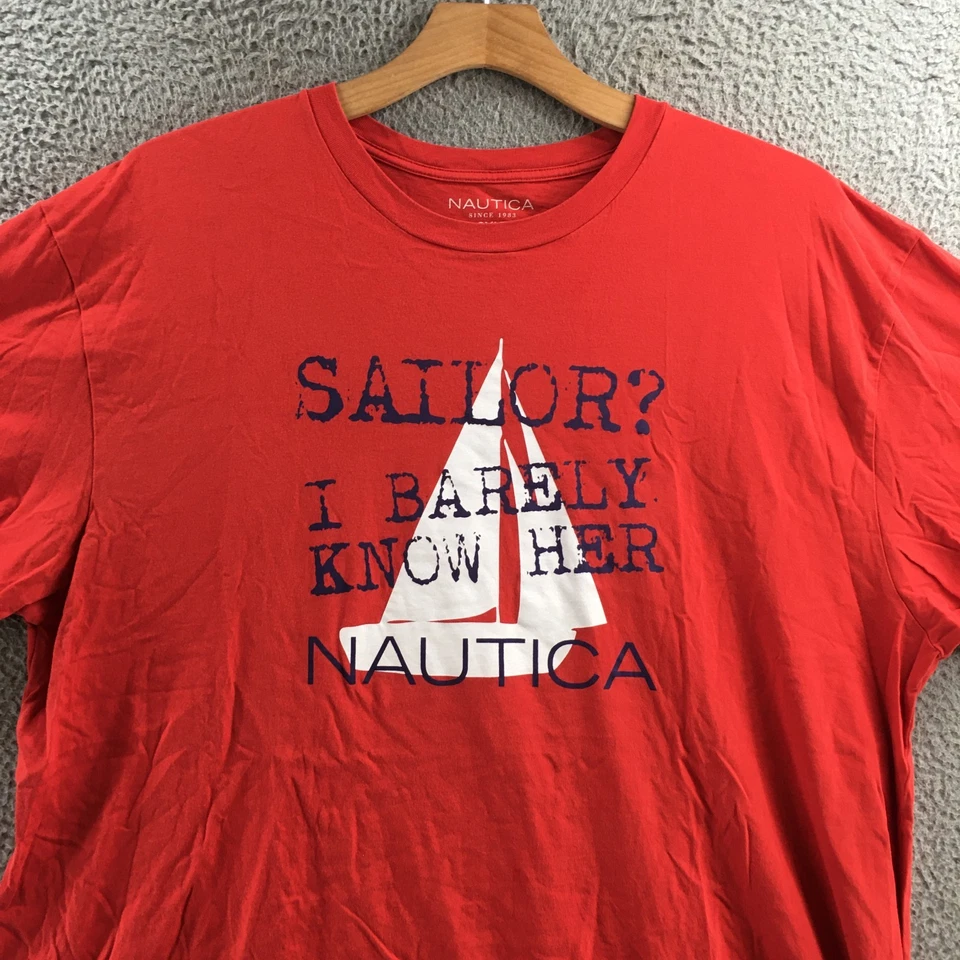 Camisetas Nautica Para Hombre 3XLT Rojo Algodón Pullover Manga Corta Cuello Redondo Informal Foto 2 de 4