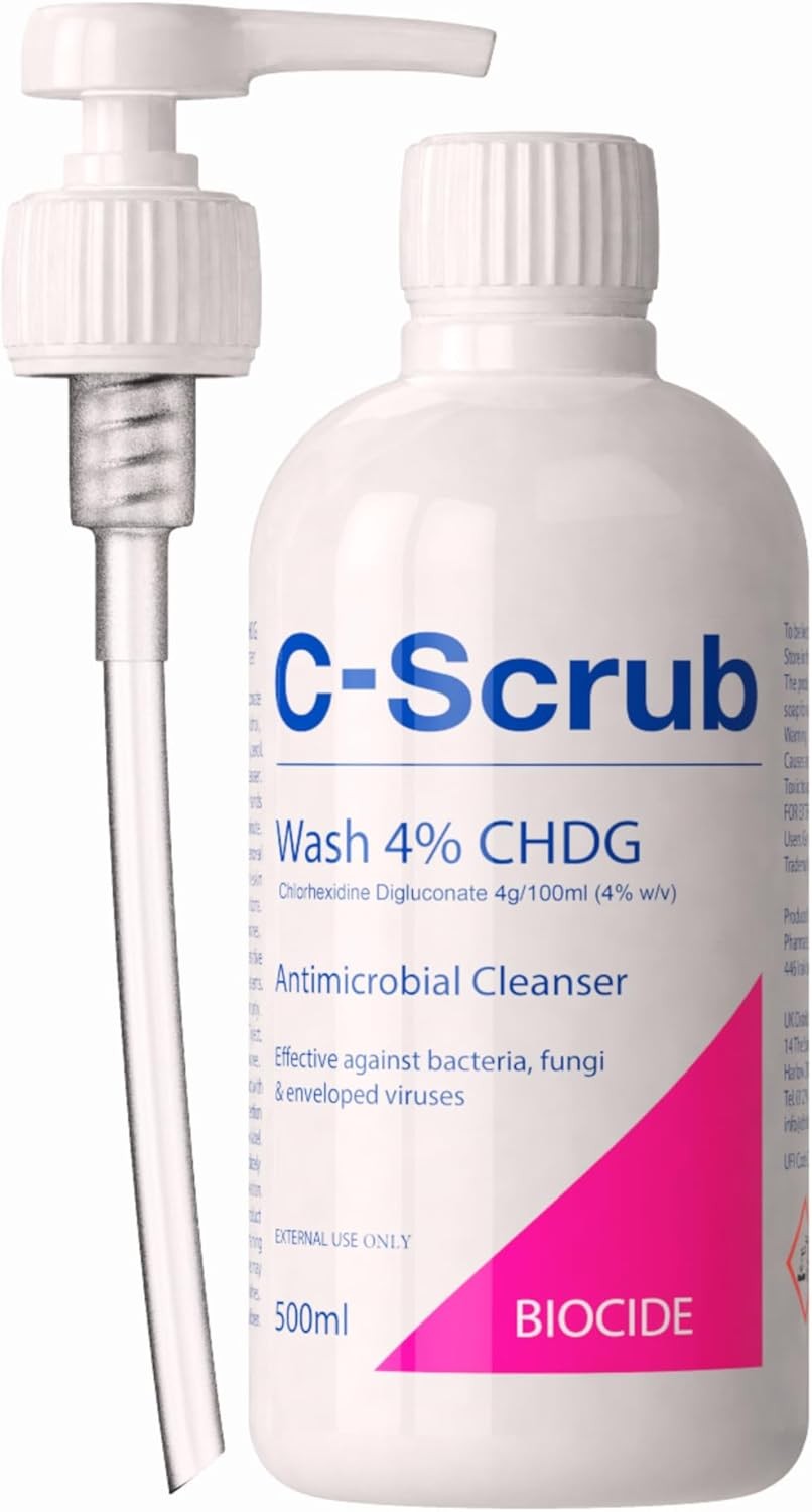 C-Scrub Wash Chlorhexidine 4% w/v | 500ml | Anti-Microbial Hand, Skin Cleanser