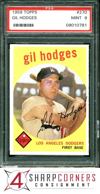 1959 Topps #270 Gil Hodges Dodgers Hof Grey Back PSA 9