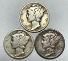 1936, 1936-D and 1936-S 10C Mercury Dimes 90% Silver