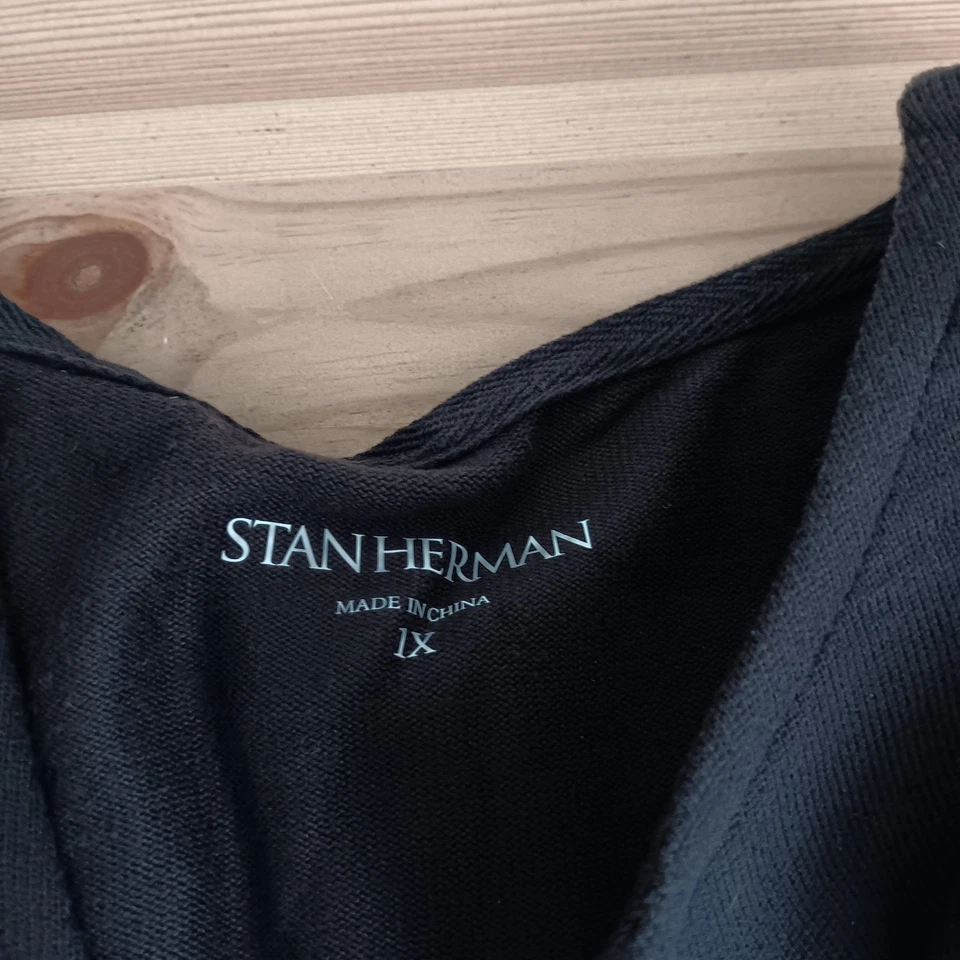 Conjunto de pijama tejido suéter cepillado Stan Herman - negro talla 1X a657367 Foto 3 de 4