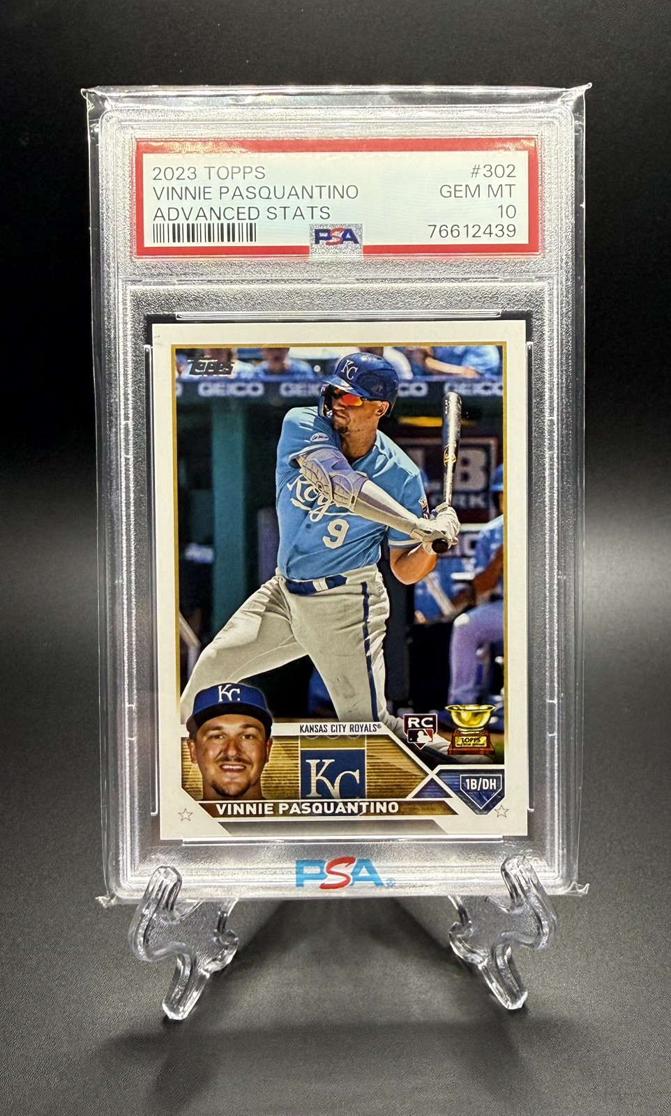 2023 Vinnie Pasquantino RC /300 – Topps Advanced Stats #302 – PSA 10 - Pop. 3