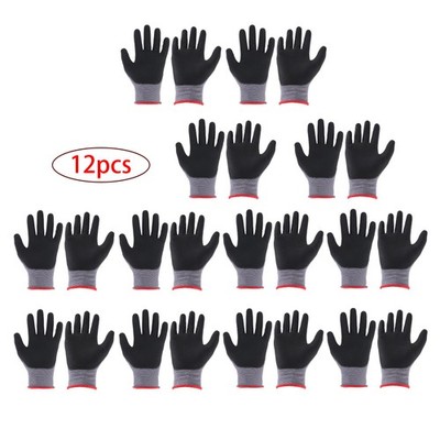 12 Pairs Safety Work Gloves MicroFoam Nitrile Coated Foam Gloves M-Size